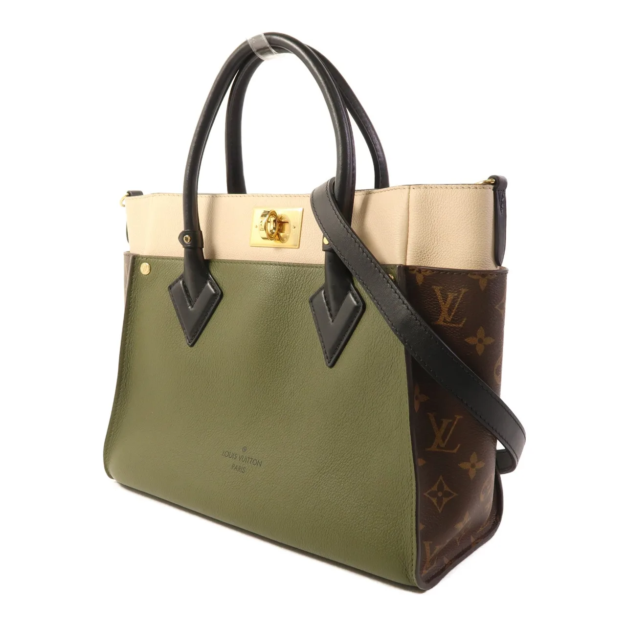 LOUIS VUITTON On My Side M55302 兩用包 塗層帆布 卡其色 / 棕色 / Green 塗層帆布 中古品A - 縮圖 3