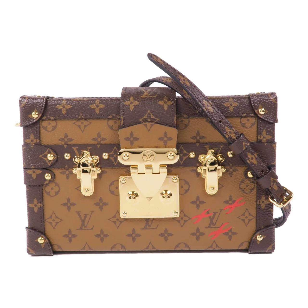 LOUIS VUITTON Petite Malle M45960 肩背包 塗層帆布 棕色