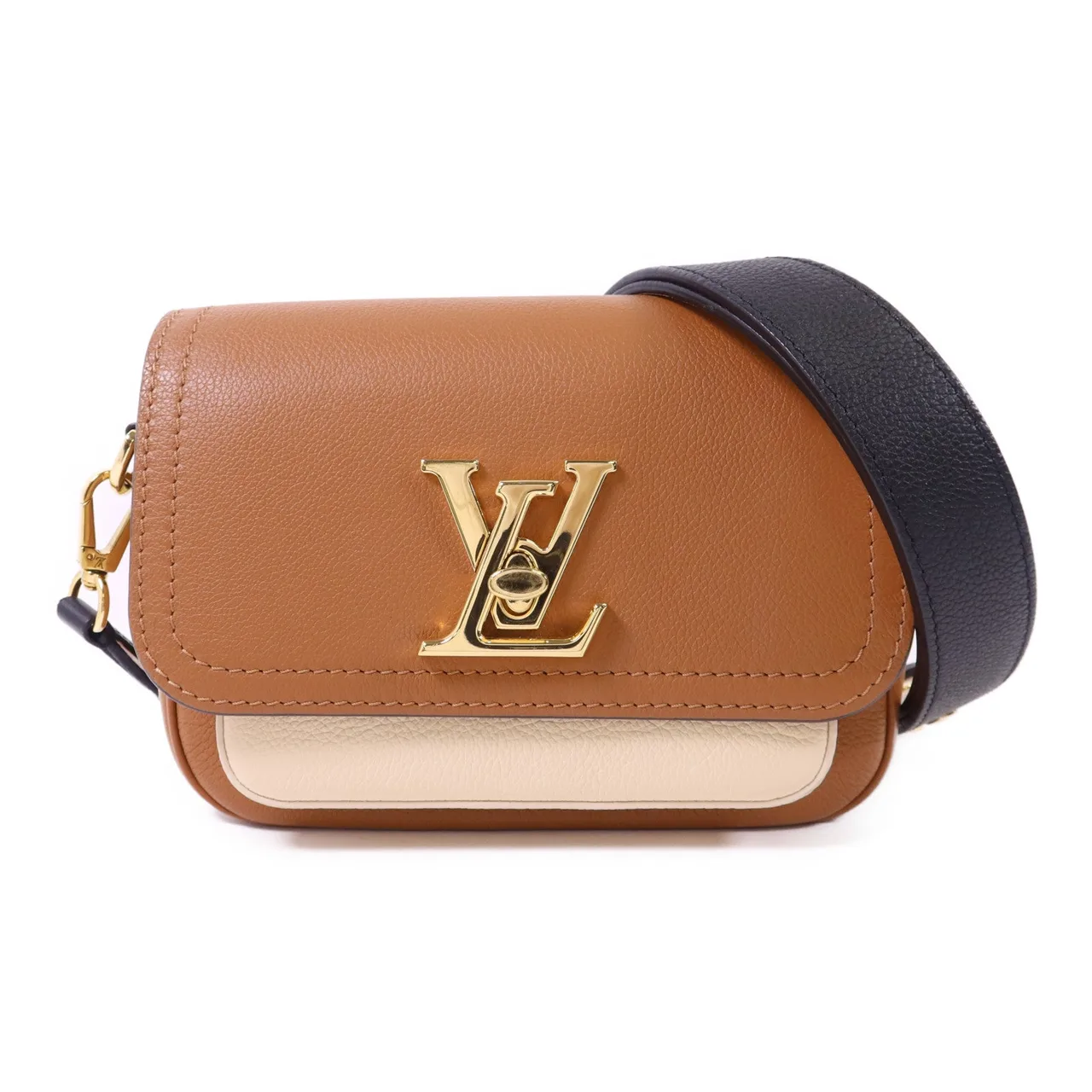 LOUIS VUITTON Lock Me M59491 Shoulder Bag Calfskin 白色 / 棕色 / Tan/Beige