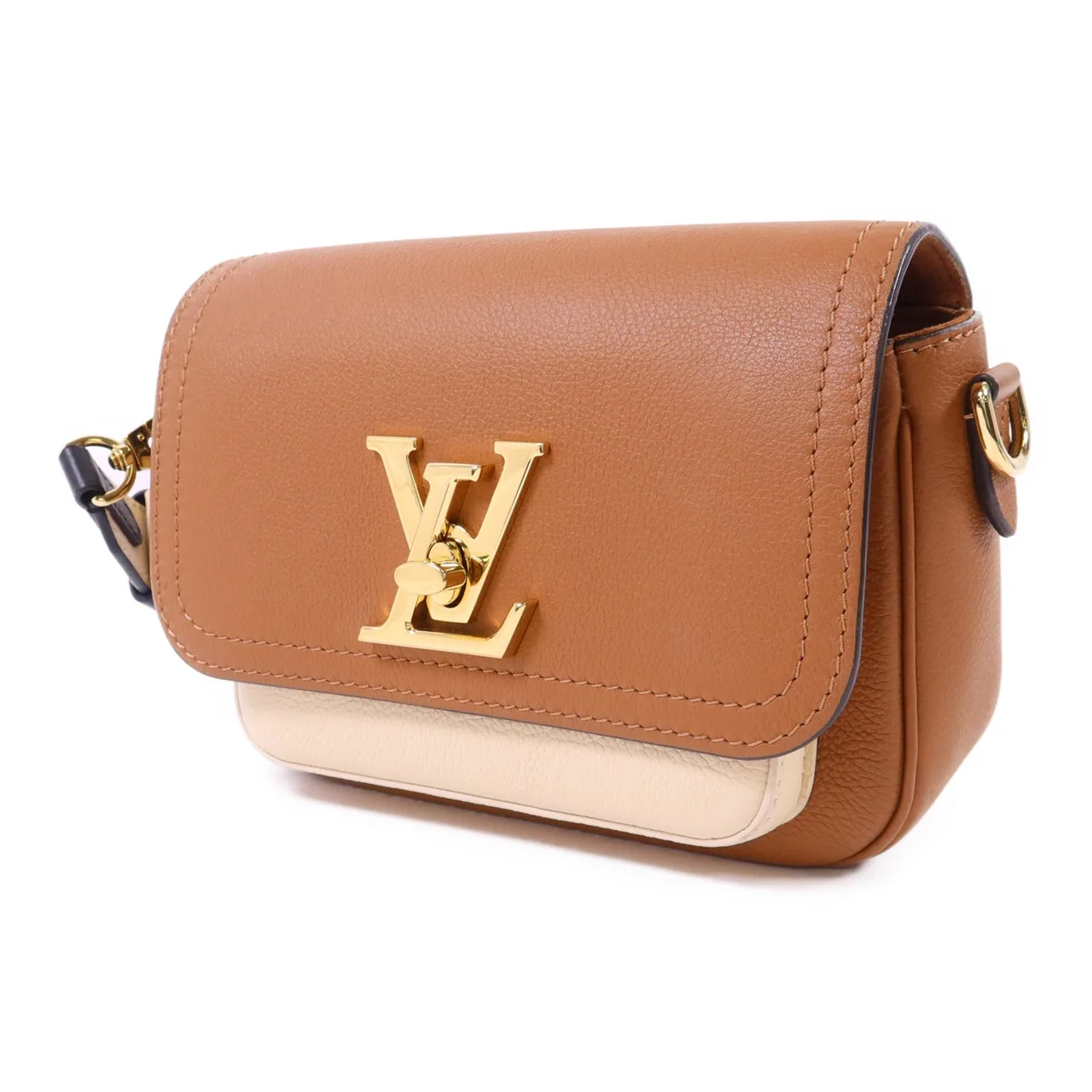 LOUIS VUITTON Lock Me M59491 Shoulder Bag Calfskin 白色 / 棕色 / Tan/Beige Calfskin Rank A - Thumbnail 3