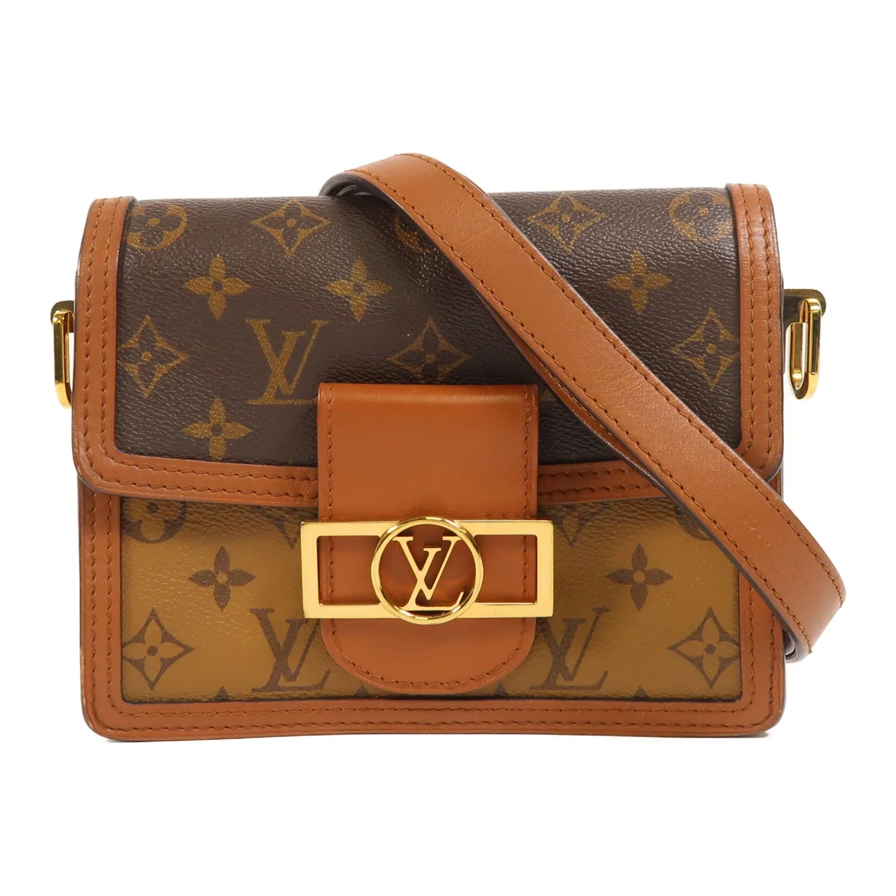 LOUIS VUITTON Mini Dauphine M44580 Shoulder Bag Coated Canvas 棕色 / Brown