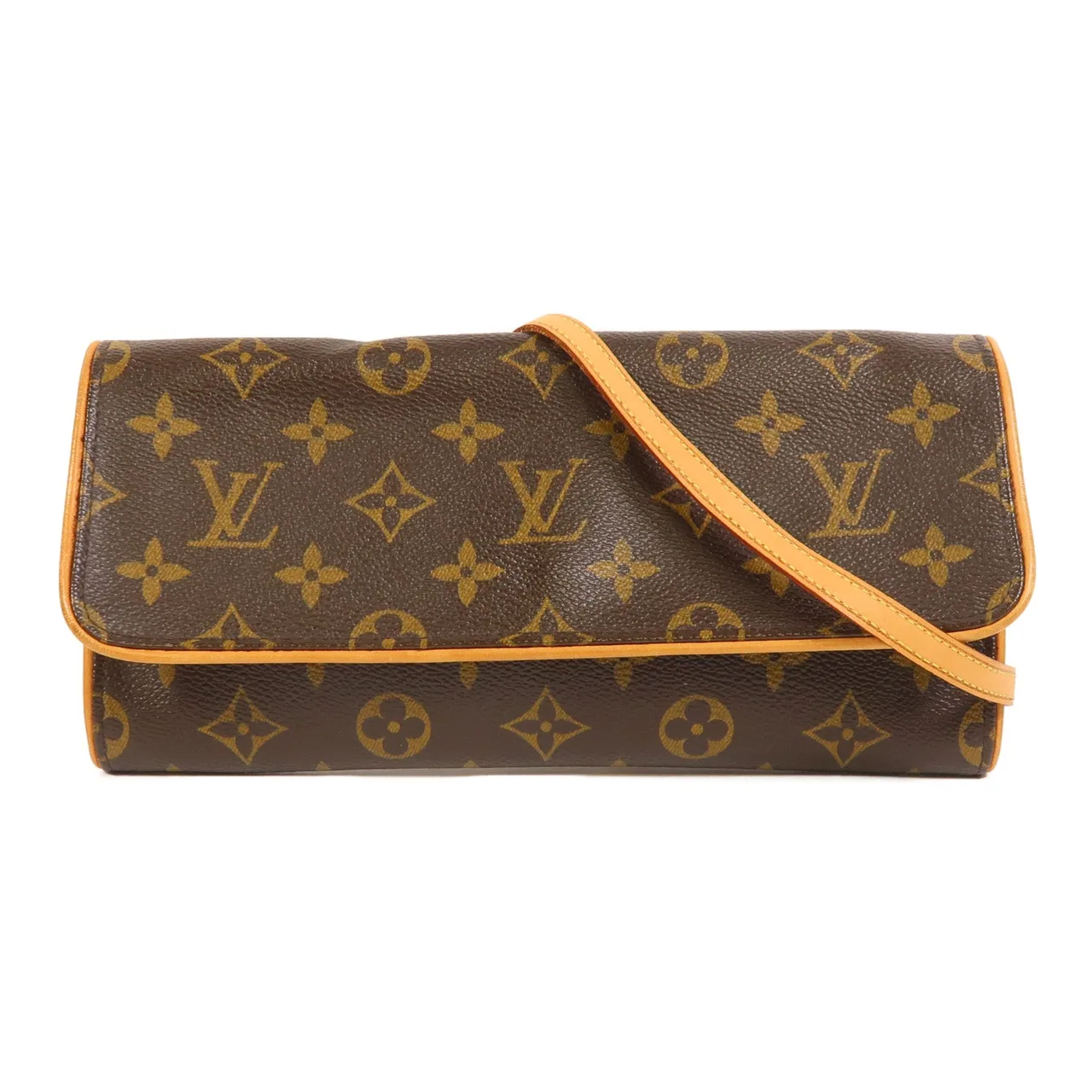 LOUIS VUITTON Pochette Twin M51852 Shoulder Bag Coated Canvas 棕色 / Brown