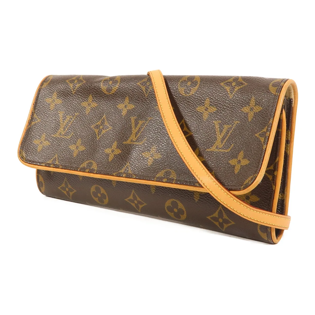 LOUIS VUITTON Pochette Twin M51852 Shoulder Bag Coated Canvas 棕色 / Brown Coated Canvas Rank B - Thumbnail 3