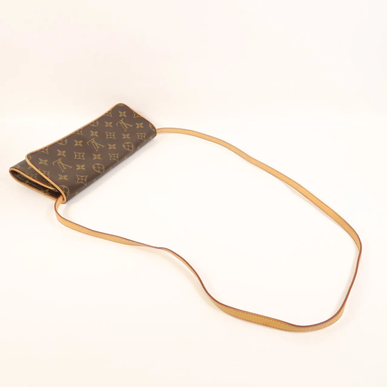 LOUIS VUITTON Pochette Twin M51852 Shoulder Bag Coated Canvas 棕色 / Brown Coated Canvas Rank B - Thumbnail 8