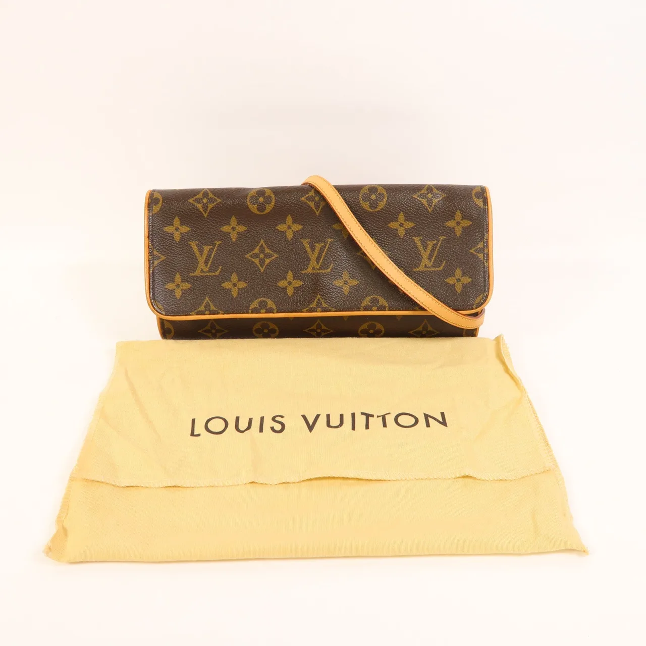 LOUIS VUITTON Pochette Twin M51852 Shoulder Bag Coated Canvas 棕色 / Brown Coated Canvas Rank B - Thumbnail 9