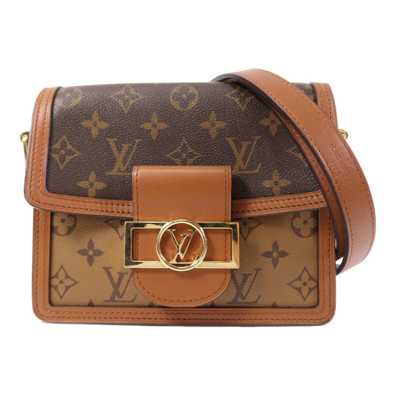 LOUIS VUITTON Mini Dauphine M45959 Shoulder Bag Coated Canvas 棕色 / Brown
