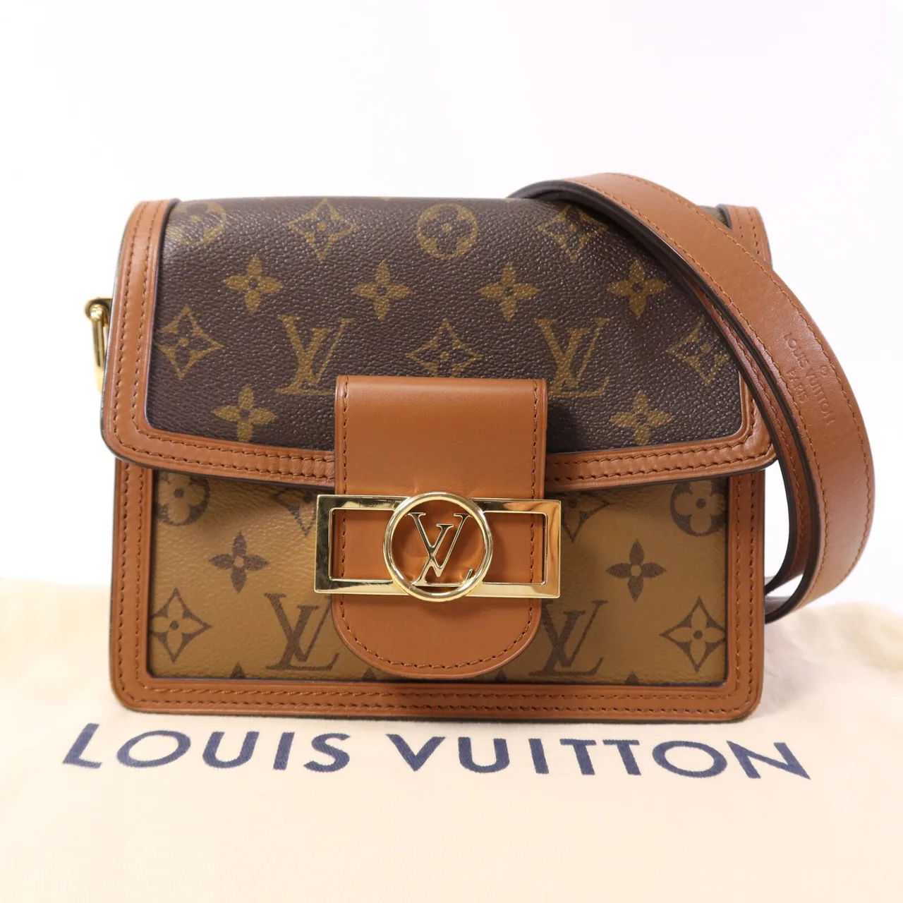 LOUIS VUITTON Mini Dauphine M45959 Shoulder Bag Coated Canvas 棕色 / Brown Coated Canvas Rank B - Thumbnail 10