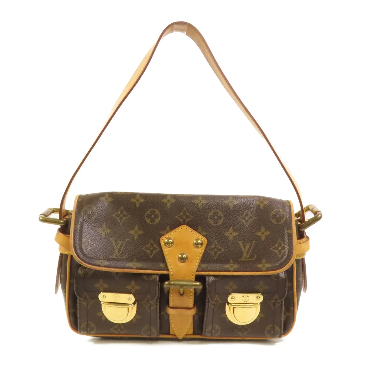 LOUIS VUITTON Hudson M40027 Shoulder Bag Coated Canvas 棕色 / Brown