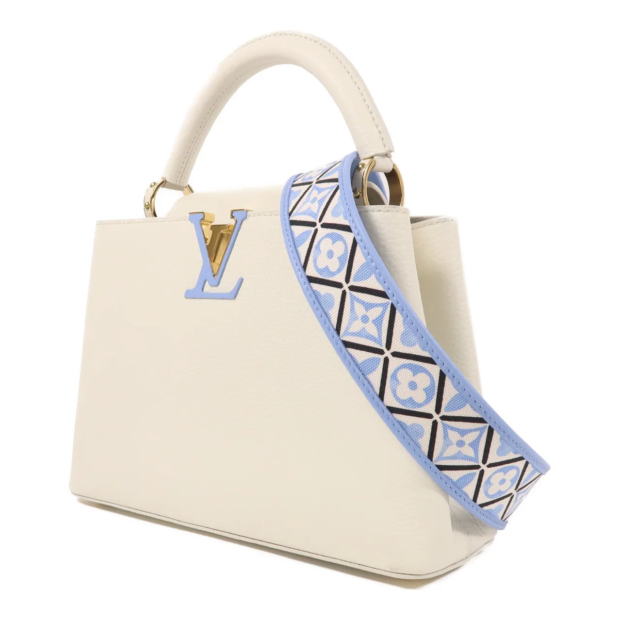 LOUIS VUITTON Capucines M23064 兩用包 牛皮 棕色 / White 牛皮 中古品A - 縮圖 3