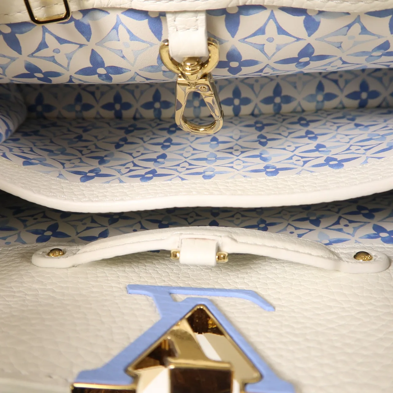 LOUIS VUITTON Capucines M23064 兩用包 牛皮 棕色 / White 牛皮 中古品A - 縮圖 5