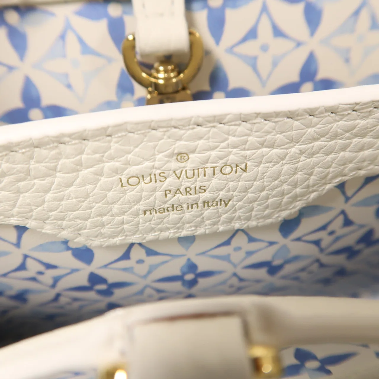 LOUIS VUITTON Capucines M23064 兩用包 牛皮 棕色 / White 牛皮 中古品A - 縮圖 6