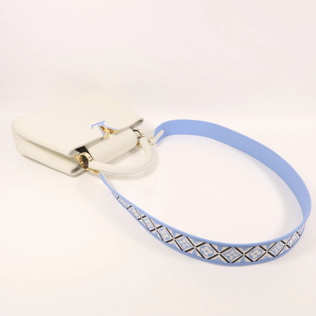 LOUIS VUITTON Capucines M23064 兩用包 牛皮 棕色 / White 牛皮 中古品A - 縮圖 7