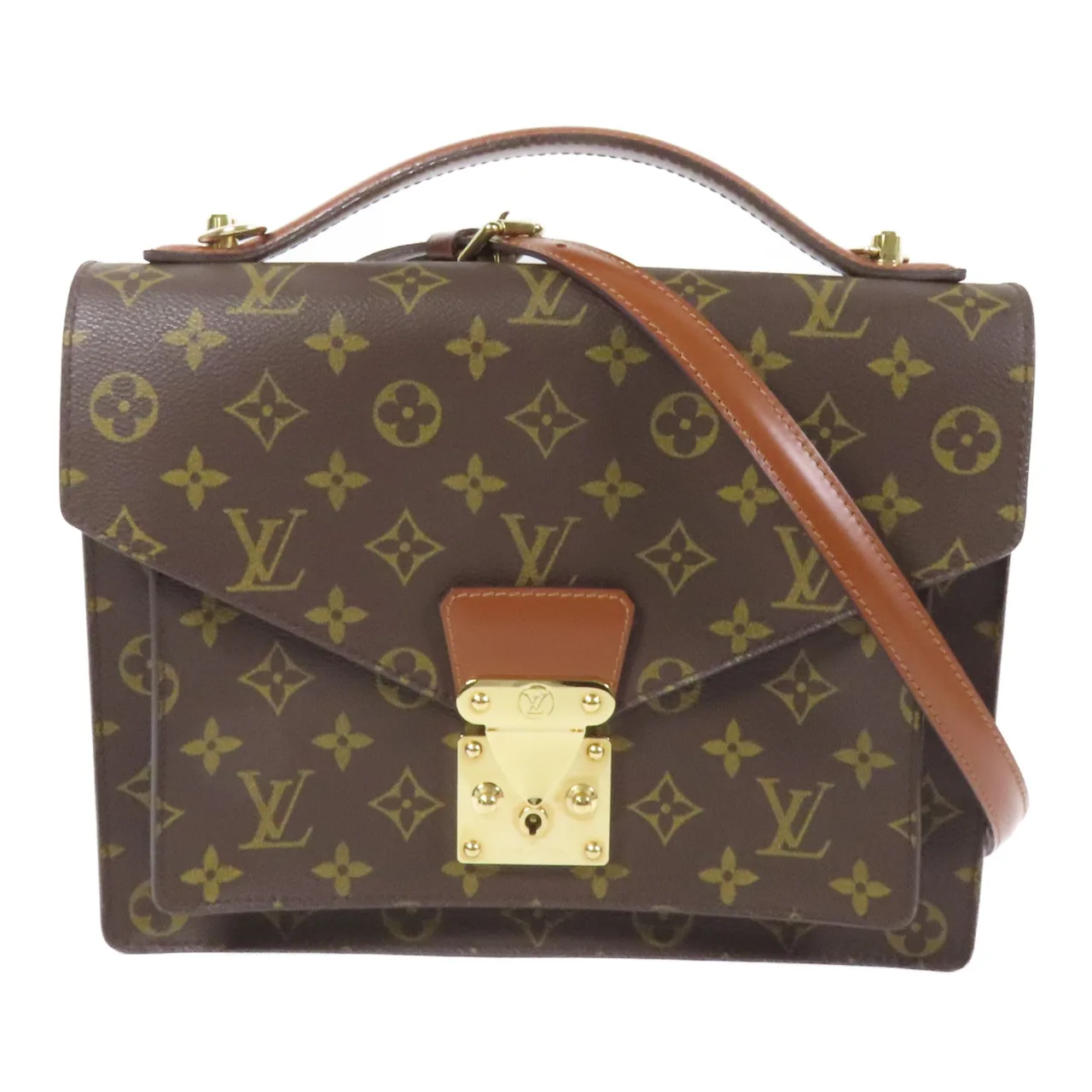 LOUIS VUITTON Monceau M51187 2-Way Bag Coated Canvas 棕色