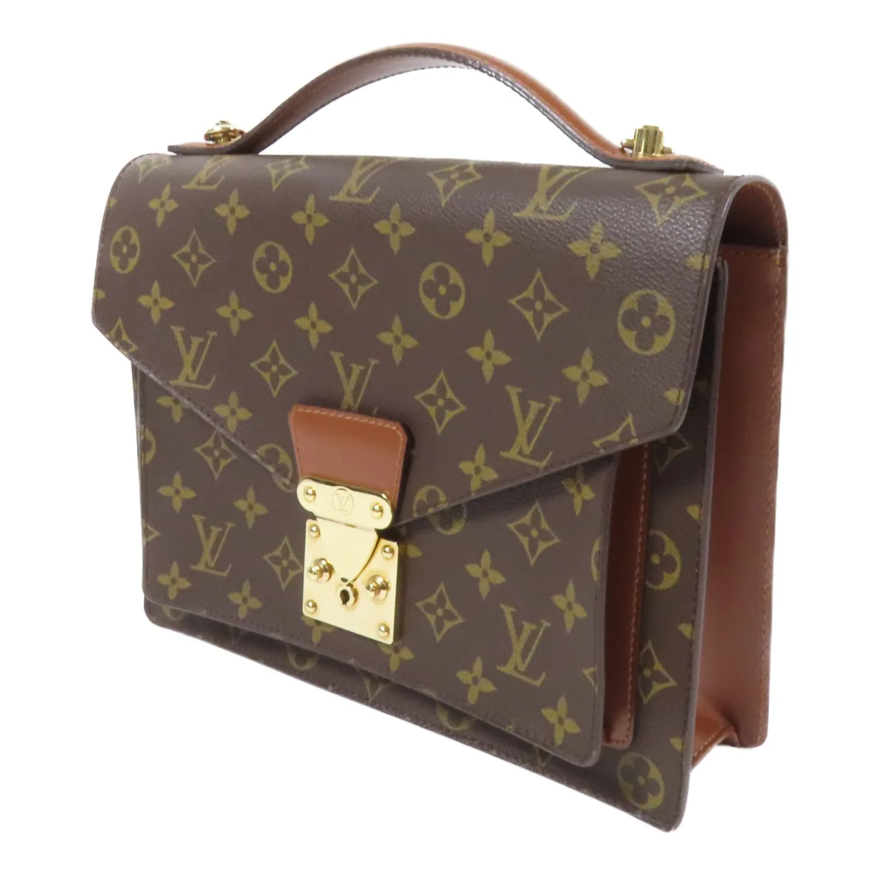 LOUIS VUITTON Monceau M51187 兩用包 塗層帆布 棕色 塗層帆布 中古品B - 縮圖 3