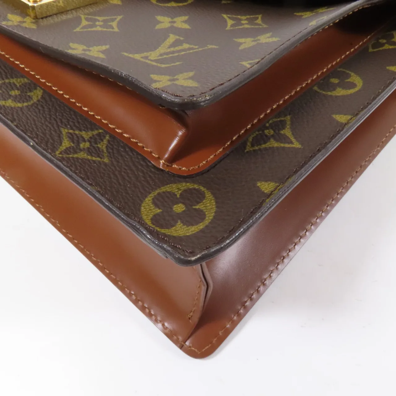 LOUIS VUITTON Monceau M51187 兩用包 塗層帆布 棕色 塗層帆布 中古品B - 縮圖 13