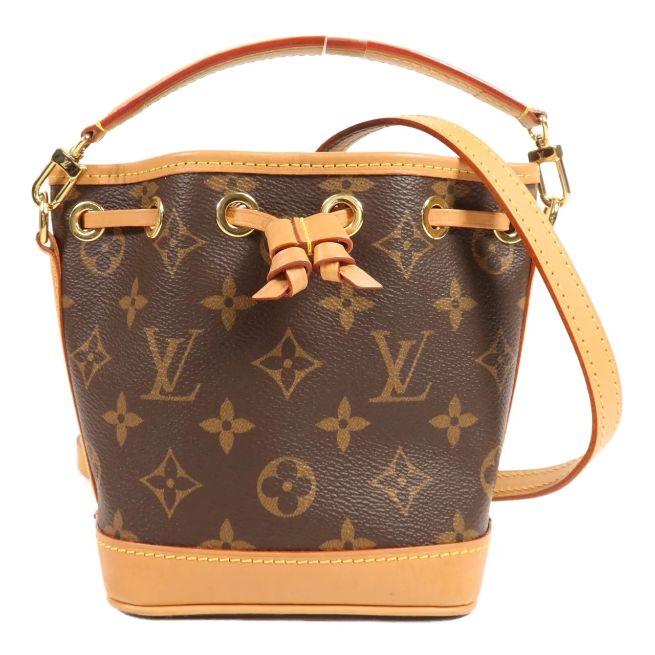 LOUIS VUITTON Nano Noe M81266 兩用包 塗層帆布 棕色 / Brown