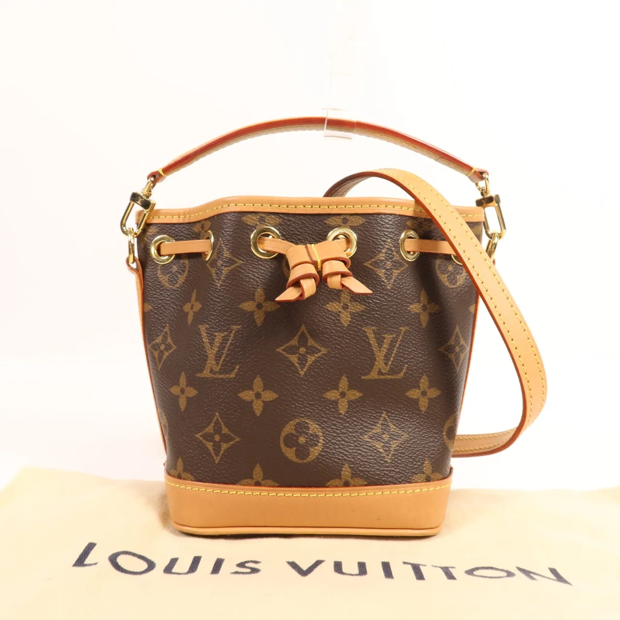 LOUIS VUITTON Nano Noe M81266 兩用包 塗層帆布 棕色 / Brown 塗層帆布 中古品A - 縮圖 8