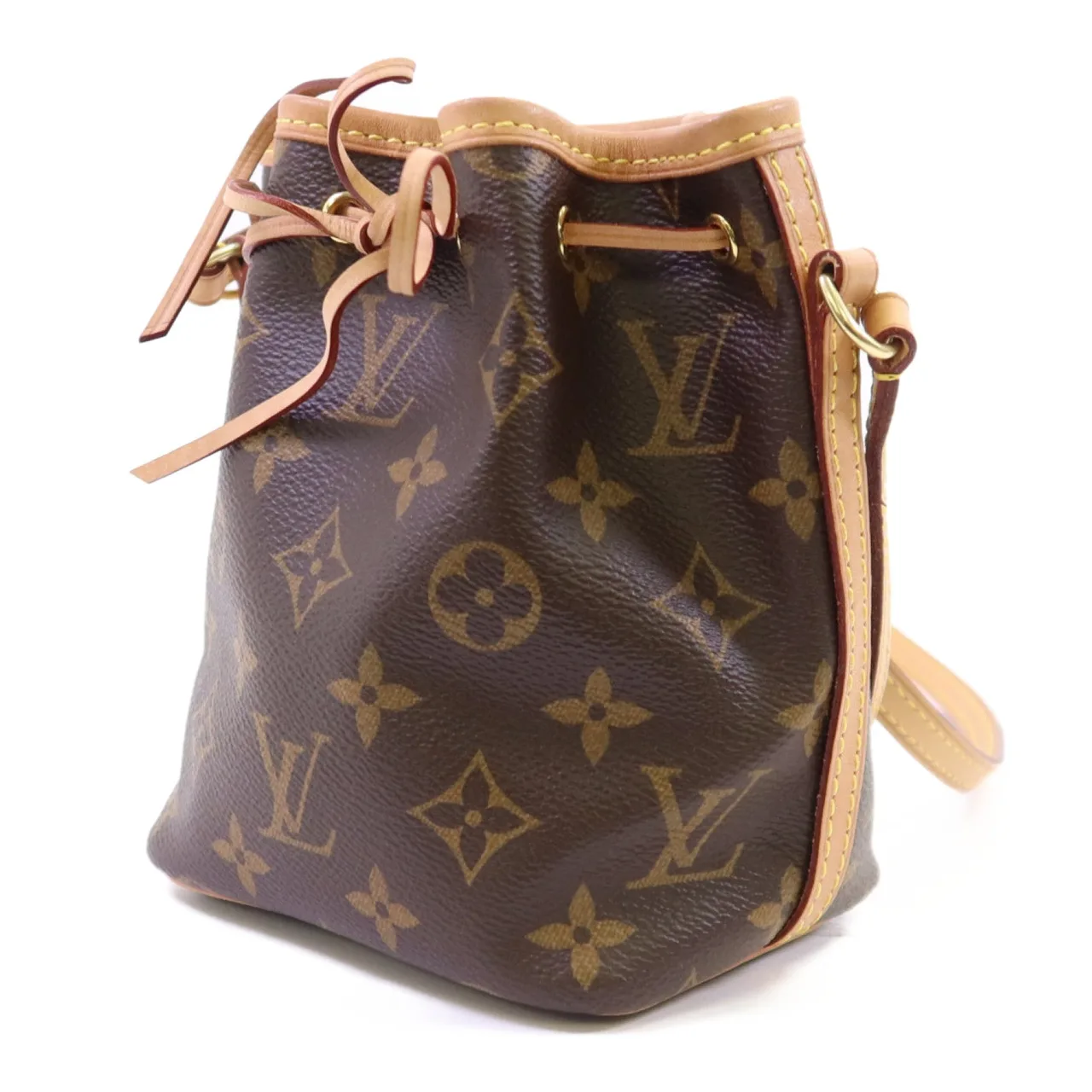 LOUIS VUITTON Nano Noe M41346 肩背包 塗層帆布 棕色 塗層帆布 中古品B - 縮圖 3