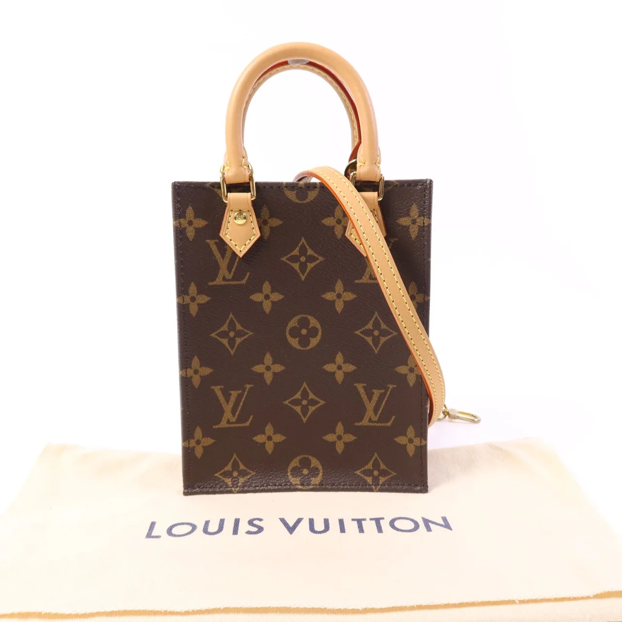 LOUIS VUITTON Petit Sac Plat M69442 兩用包 塗層帆布 棕色 / Brown 塗層帆布 中古品A - 縮圖 8