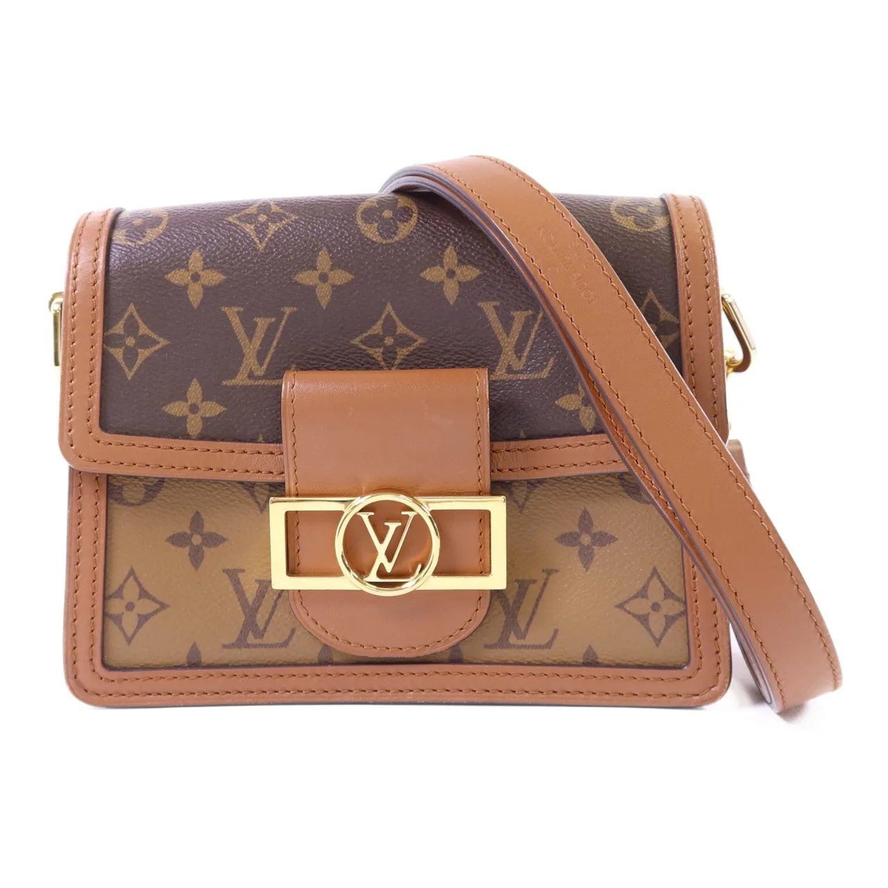 LOUIS VUITTON Mini Dauphine M44580 肩背包 塗層帆布 棕色