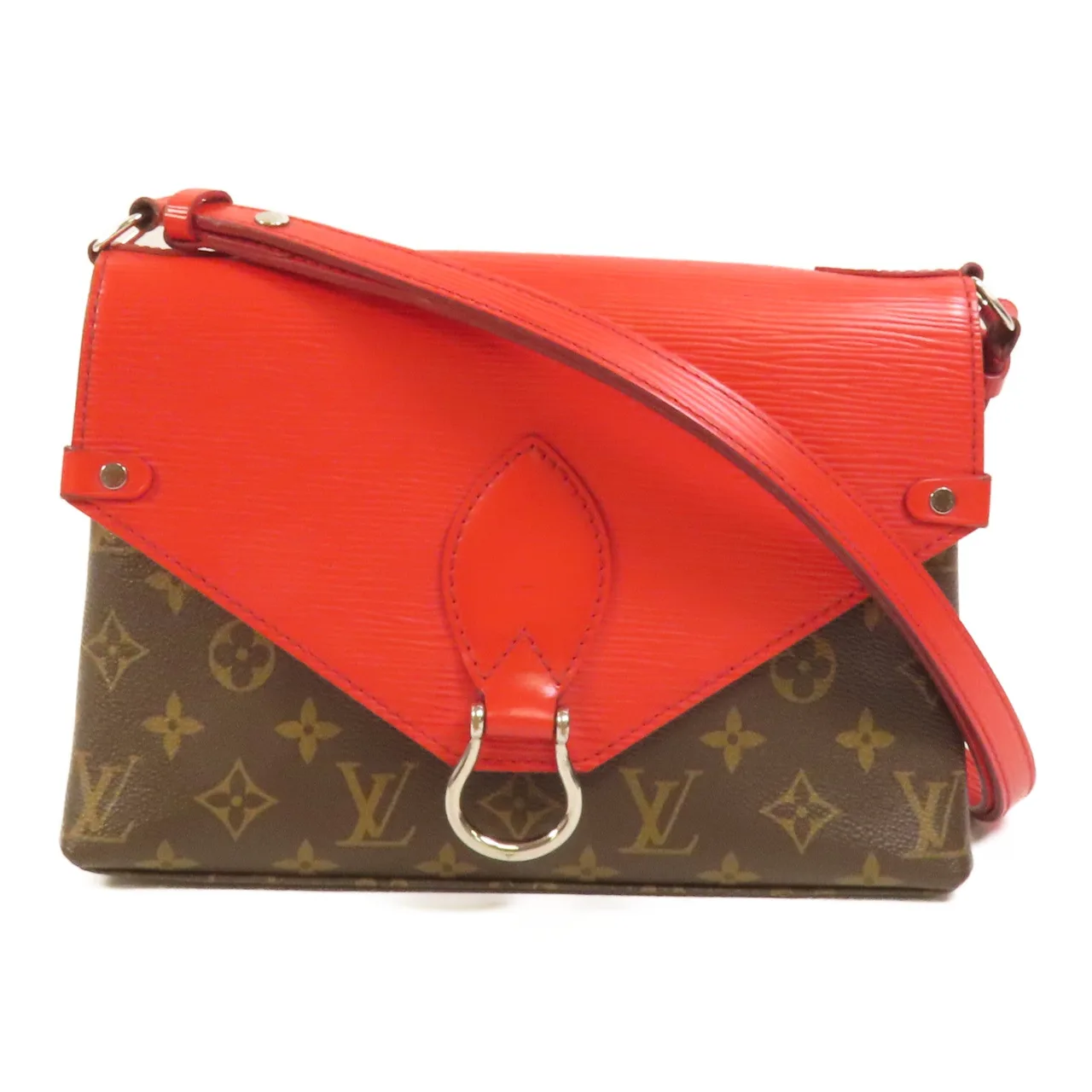 LOUIS VUITTON Saint Michel M44031 Shoulder Bag Coated Canvas 棕色 / 紅色 / Red