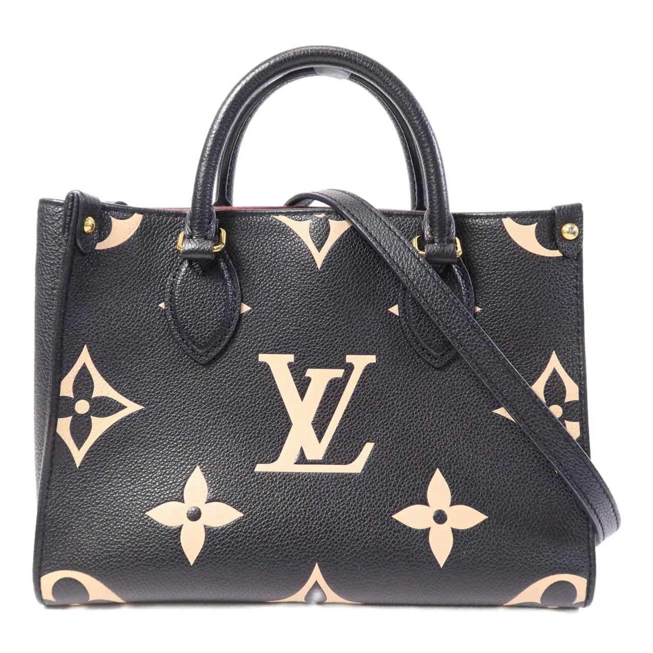 LOUIS VUITTON OnTheGo M45659 2-Way Bag Calfskin 黑色 / 米色 / Black