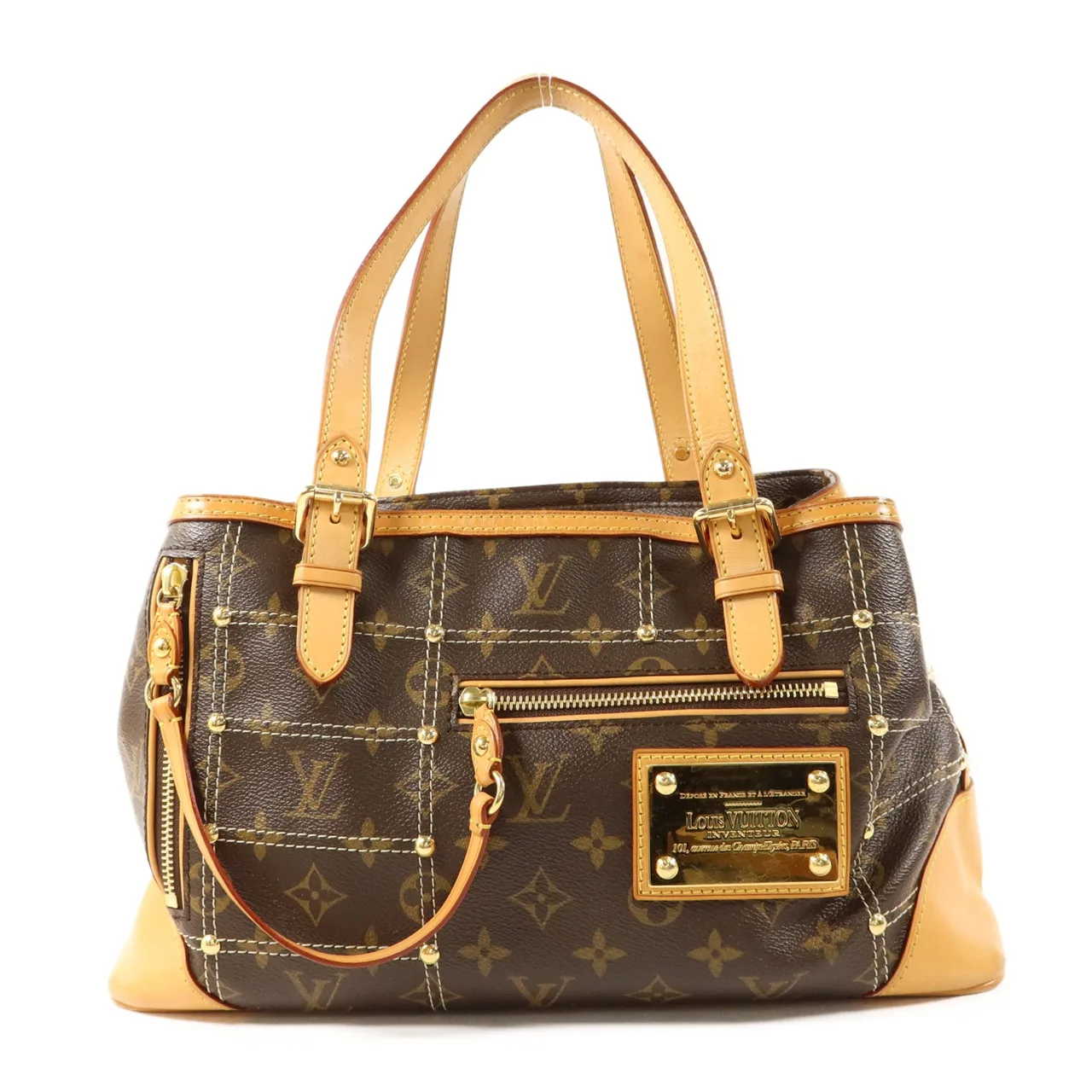 LOUIS VUITTON Riveting M40140 肩背包 塗層帆布 棕色 / Brown