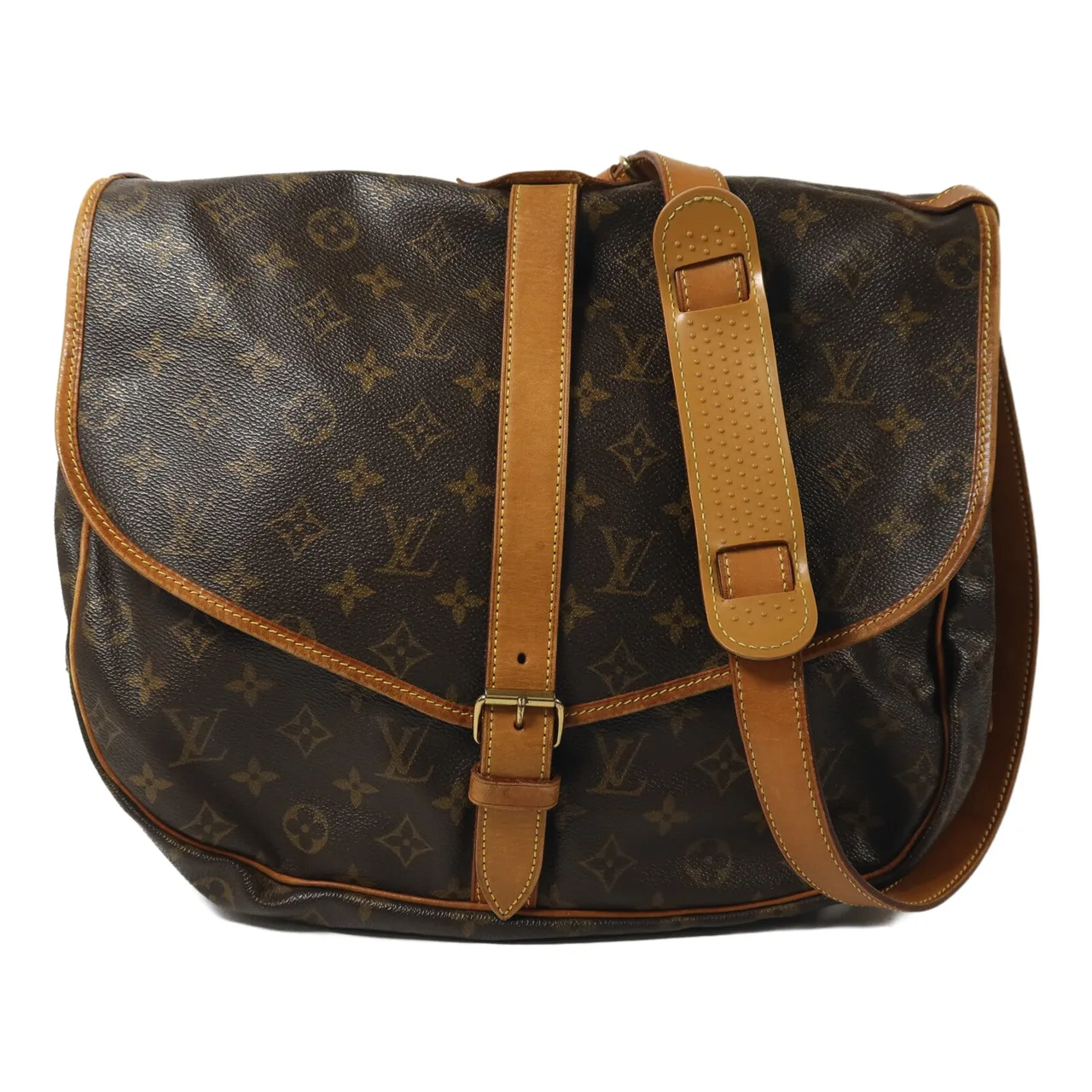 LOUIS VUITTON Saumur M42254 肩背包 塗層帆布 棕色 / Brown
