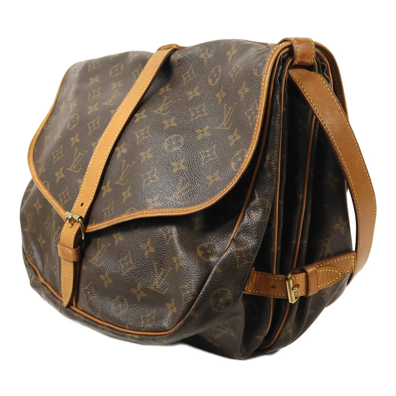 LOUIS VUITTON Saumur M42254 Shoulder Bag Coated Canvas 棕色 / Brown Coated Canvas Rank B - Thumbnail 3