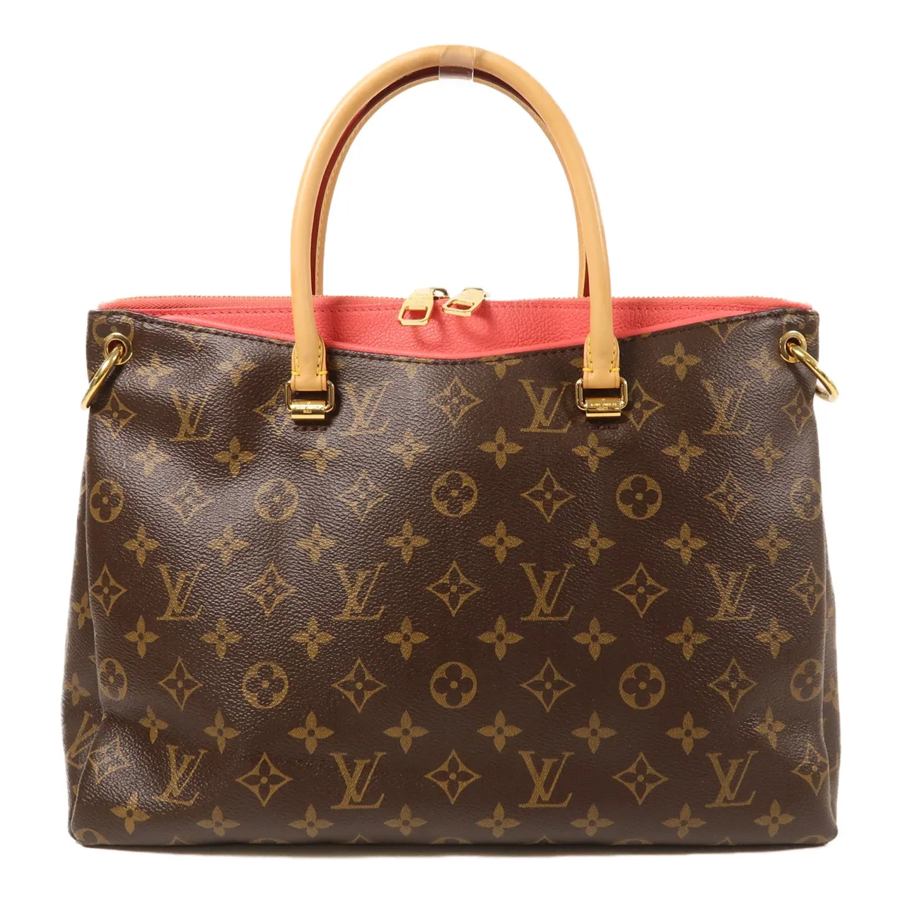 LOUIS VUITTON Pallas M41175 兩用包 塗層帆布 棕色 / Momogram/Red 塗層帆布 中古品A - 縮圖 2