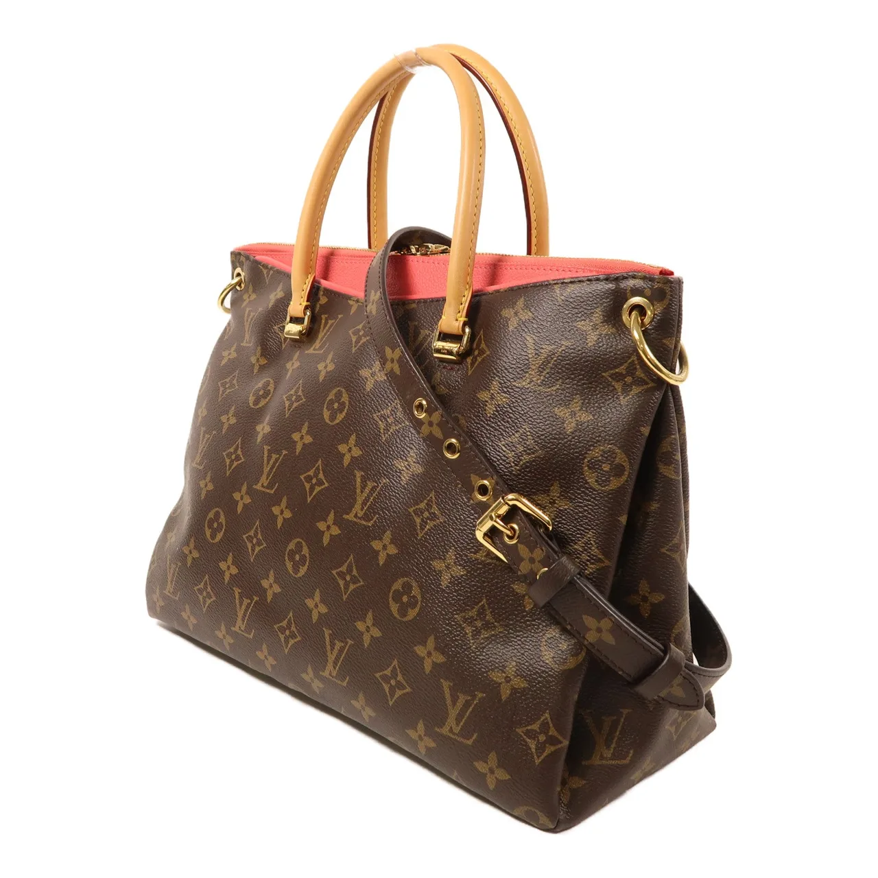 LOUIS VUITTON Pallas M41175 兩用包 塗層帆布 棕色 / Momogram/Red 塗層帆布 中古品A - 縮圖 3
