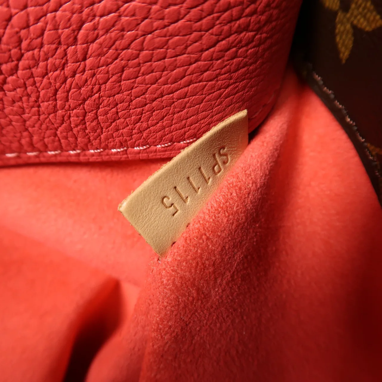 LOUIS VUITTON Pallas M41175 兩用包 塗層帆布 棕色 / Momogram/Red 塗層帆布 中古品A - 縮圖 7