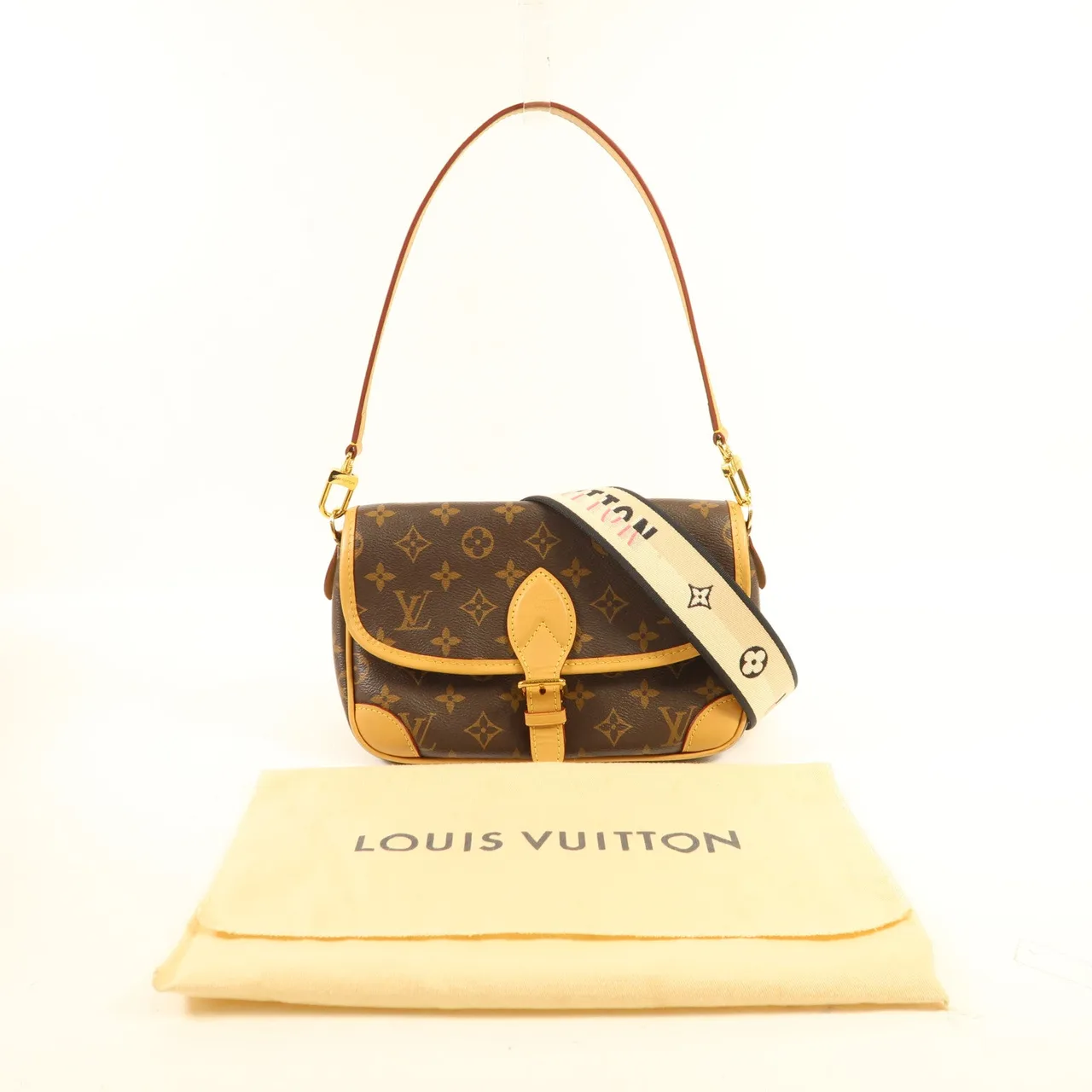 LOUIS VUITTON Diane M45985 兩用包 塗層帆布 棕色 / Brown 塗層帆布 中古品B - 縮圖 9