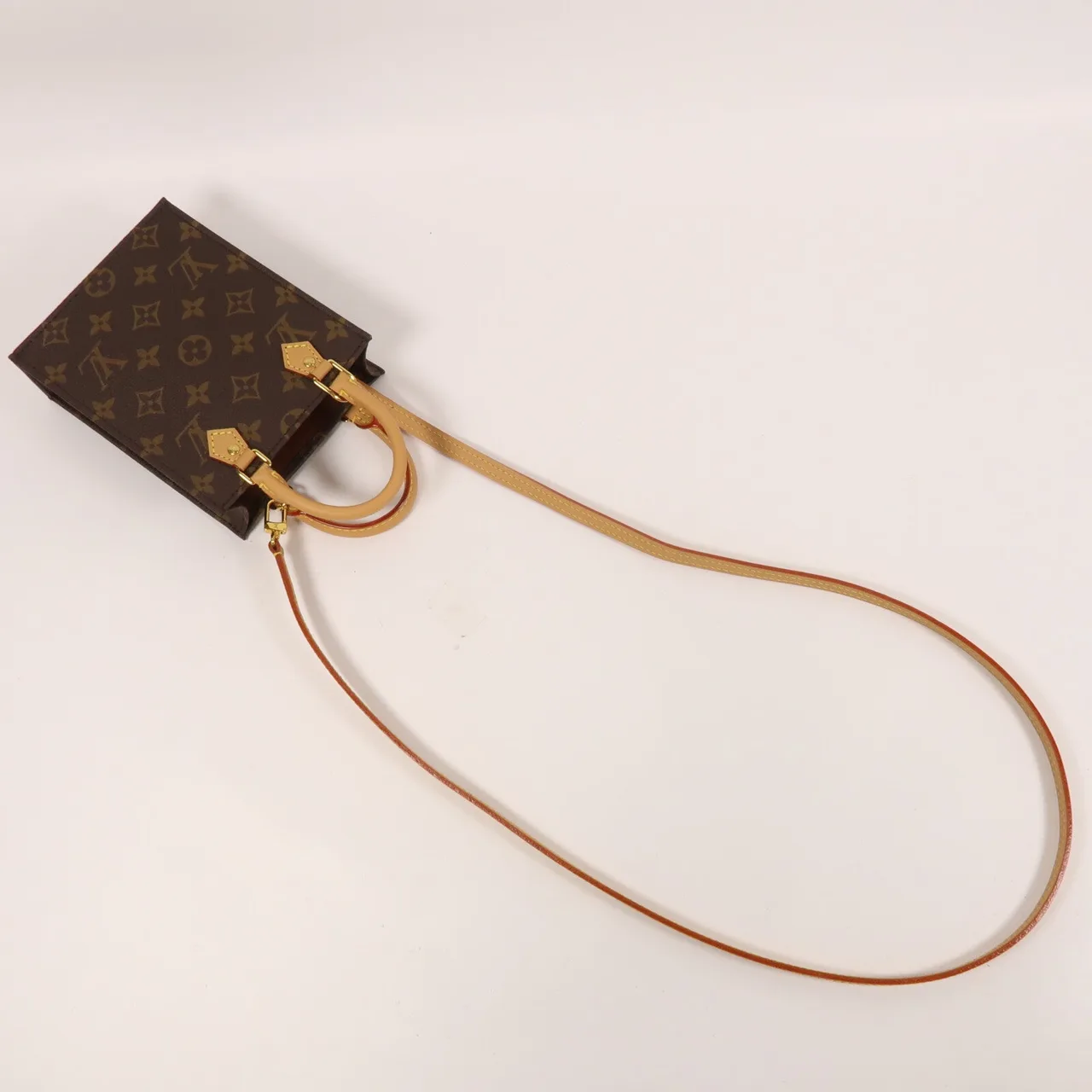 LOUIS VUITTON Petit Sac Plat M69442 兩用包 塗層帆布 棕色 塗層帆布 中古品A - 縮圖 5