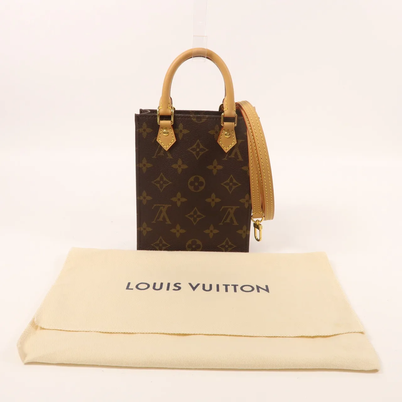 LOUIS VUITTON Petit Sac Plat M69442 兩用包 塗層帆布 棕色 塗層帆布 中古品A - 縮圖 6
