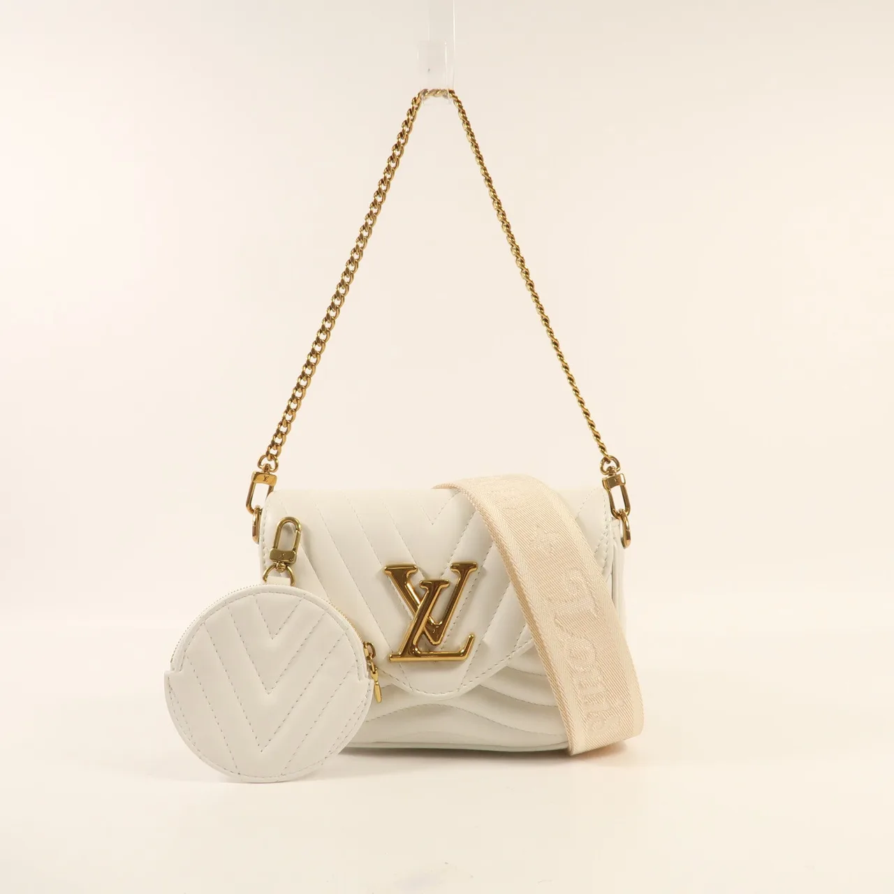 LOUIS VUITTON Multi Pochette M56466 肩背包 牛皮 白色 / White 牛皮 中古品B - 縮圖 10