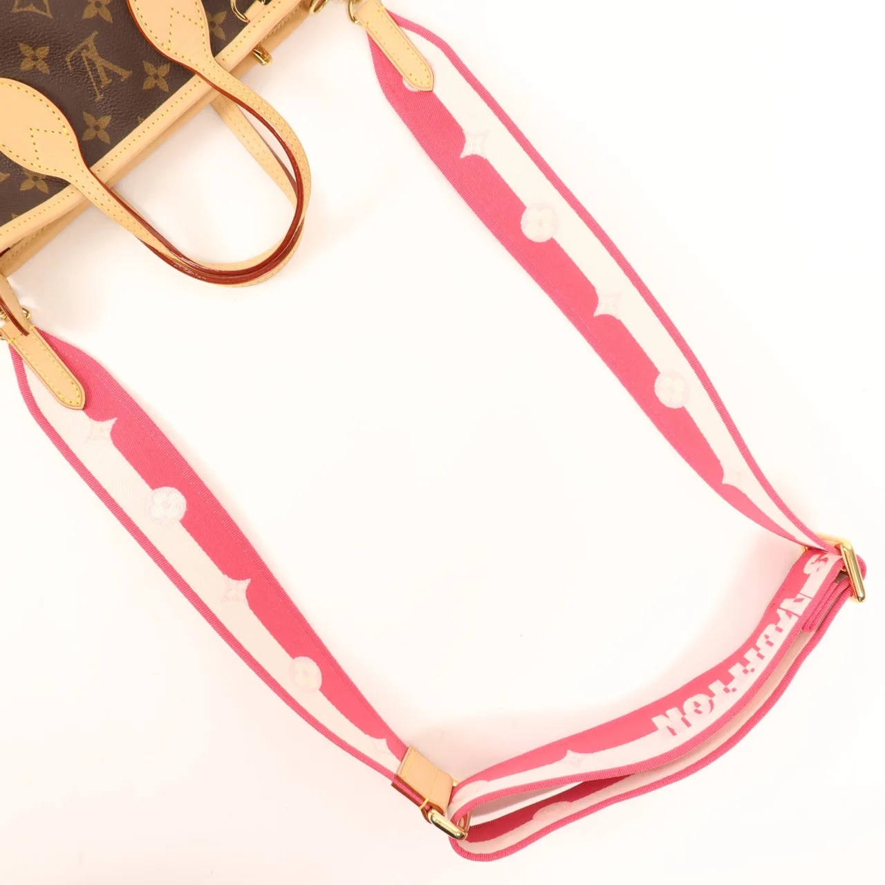 LOUIS VUITTON Neverfull M46786 兩用包 塗層帆布 棕色 / Strap Pink 塗層帆布 中古品A - 縮圖 5