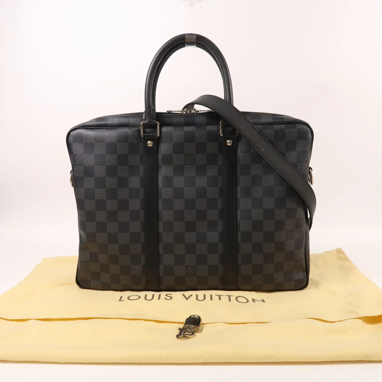 LOUIS VUITTON Porte Documents N41478 兩用包 塗層帆布 黑色 / Black 塗層帆布 中古品B - 縮圖 9