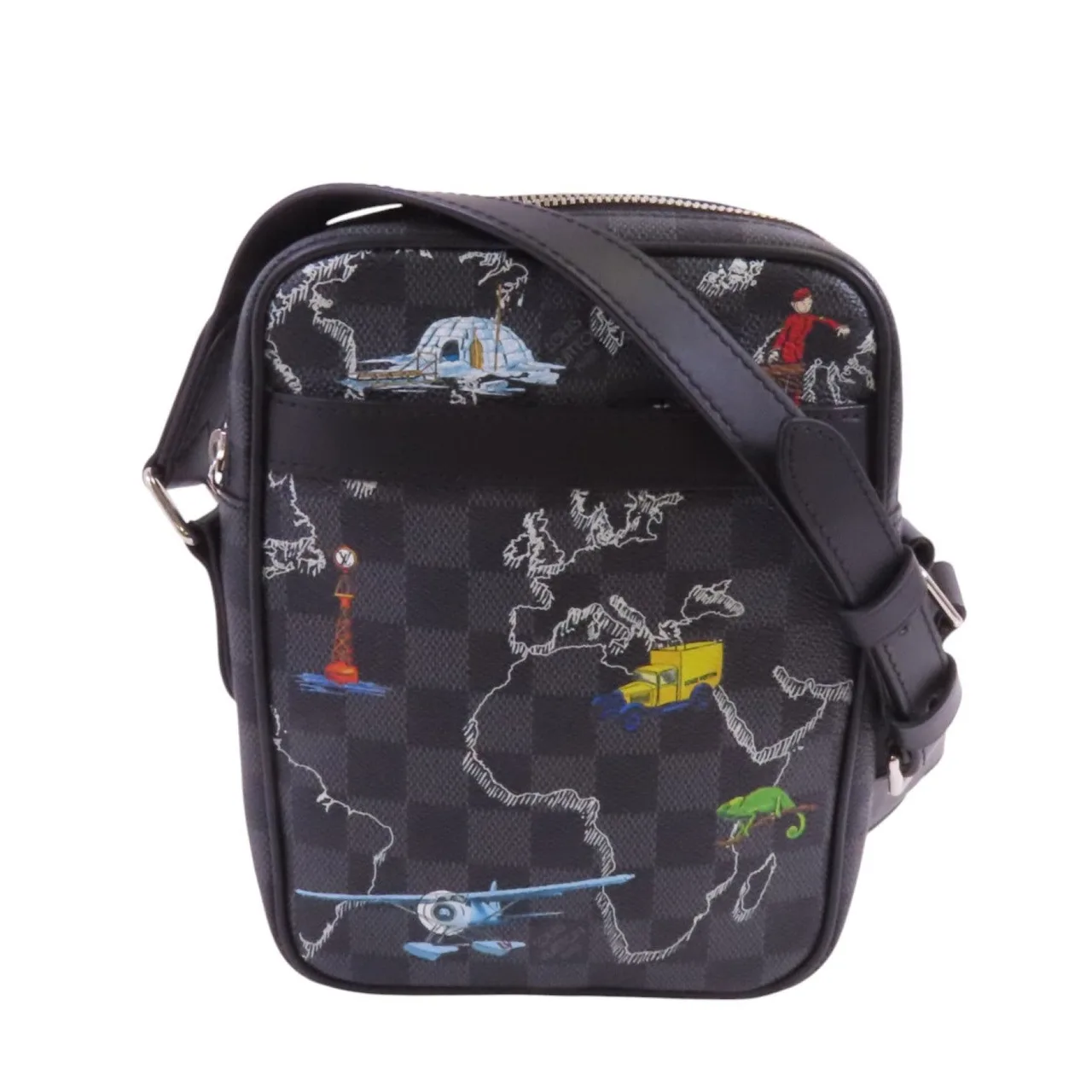 LOUIS VUITTON Danube Slim N40239 Shoulder Bag Coated Canvas 黑色