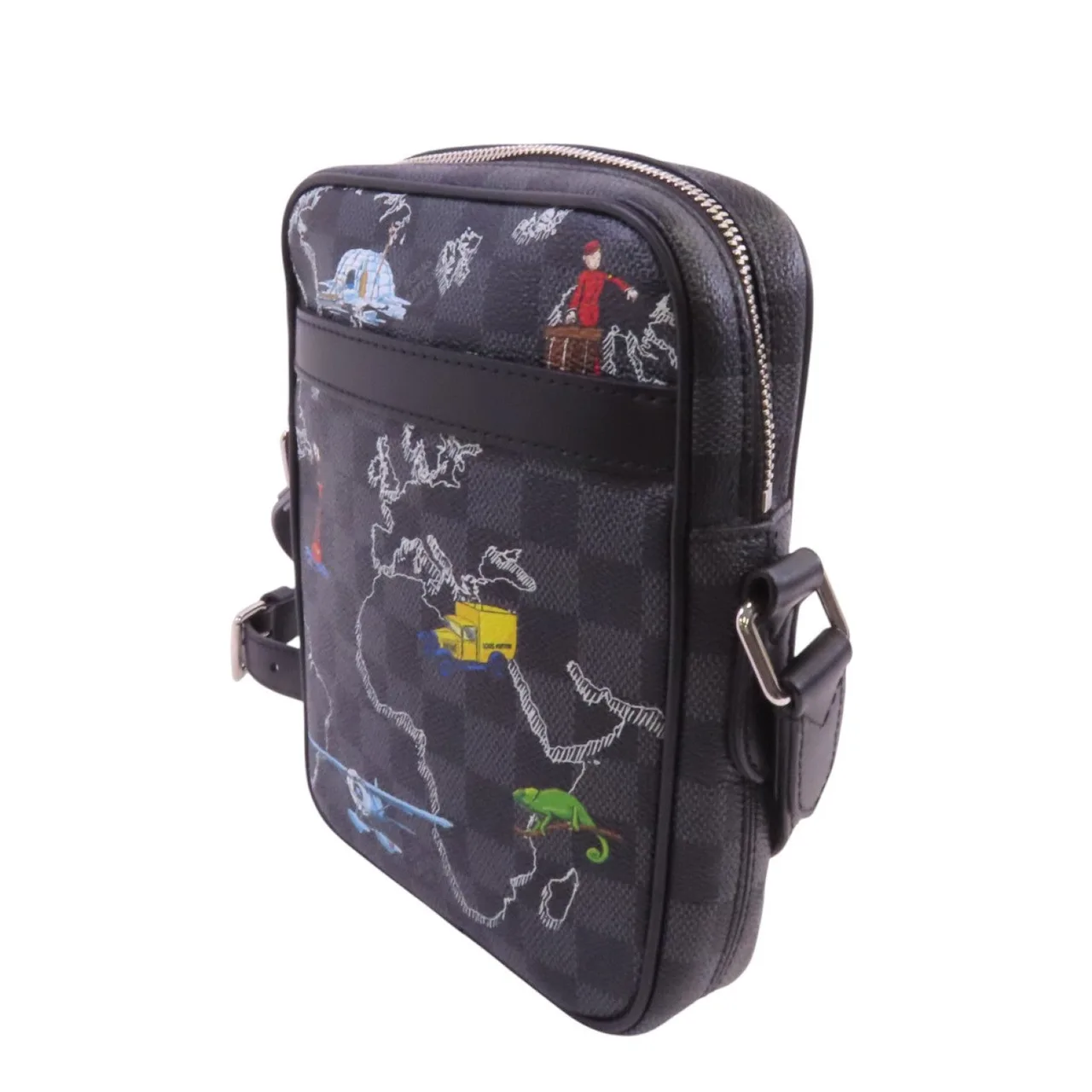 LOUIS VUITTON Danube Slim N40239 肩背包 塗層帆布 黑色 塗層帆布 中古品A - 縮圖 3