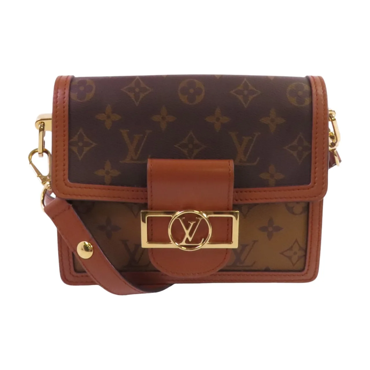 LOUIS VUITTON Mini Dauphine M45959 Shoulder Bag Coated Canvas 棕色 / Brown