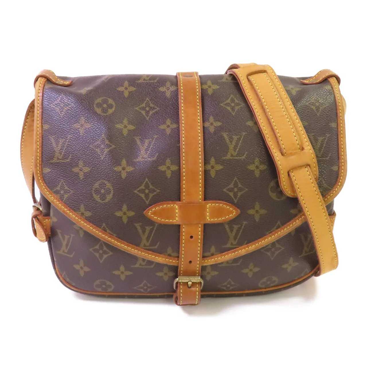 LOUIS VUITTON Saumur M42556 肩背包 塗層帆布 棕色