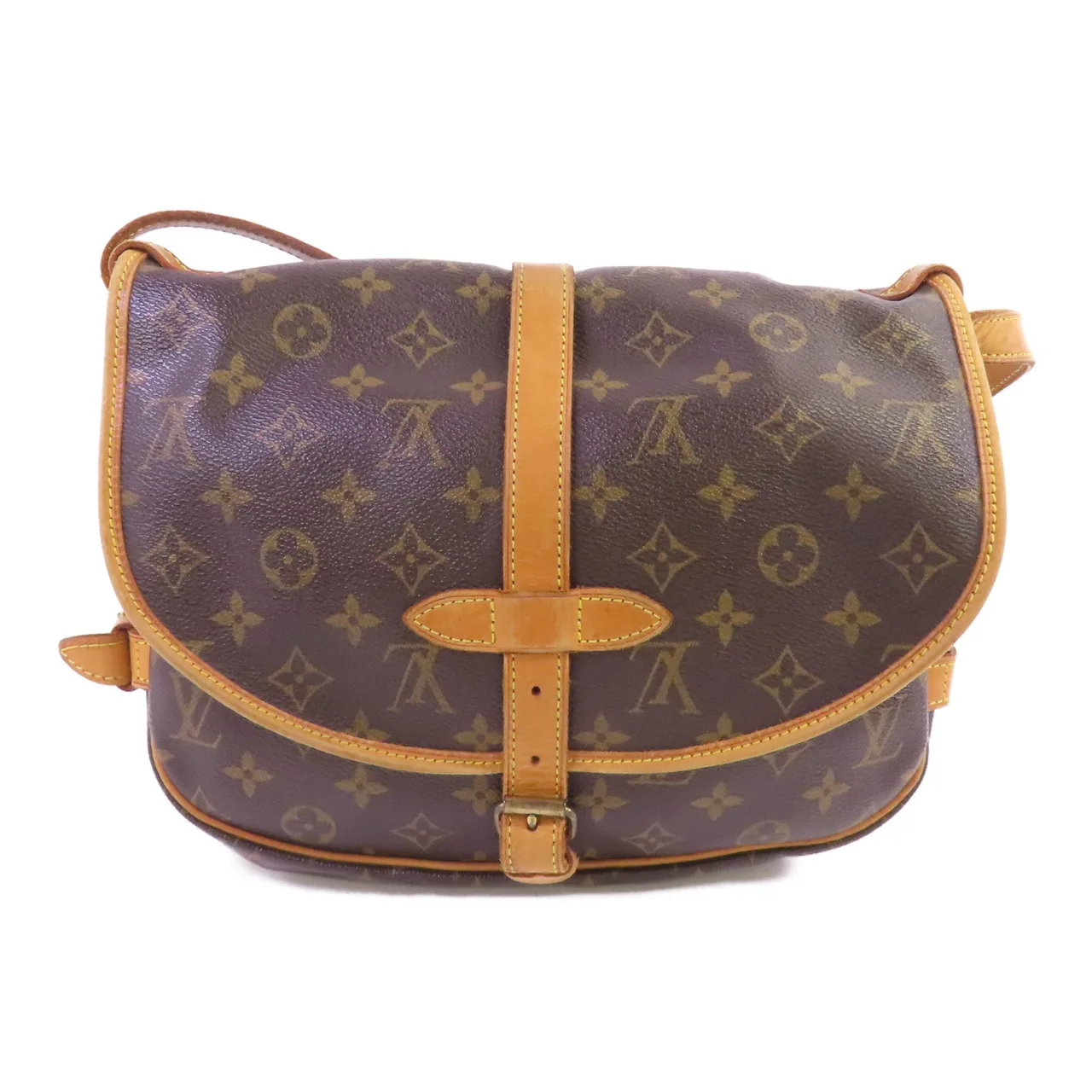 LOUIS VUITTON Saumur M42556 肩背包 塗層帆布 棕色 塗層帆布 中古品B - 縮圖 2