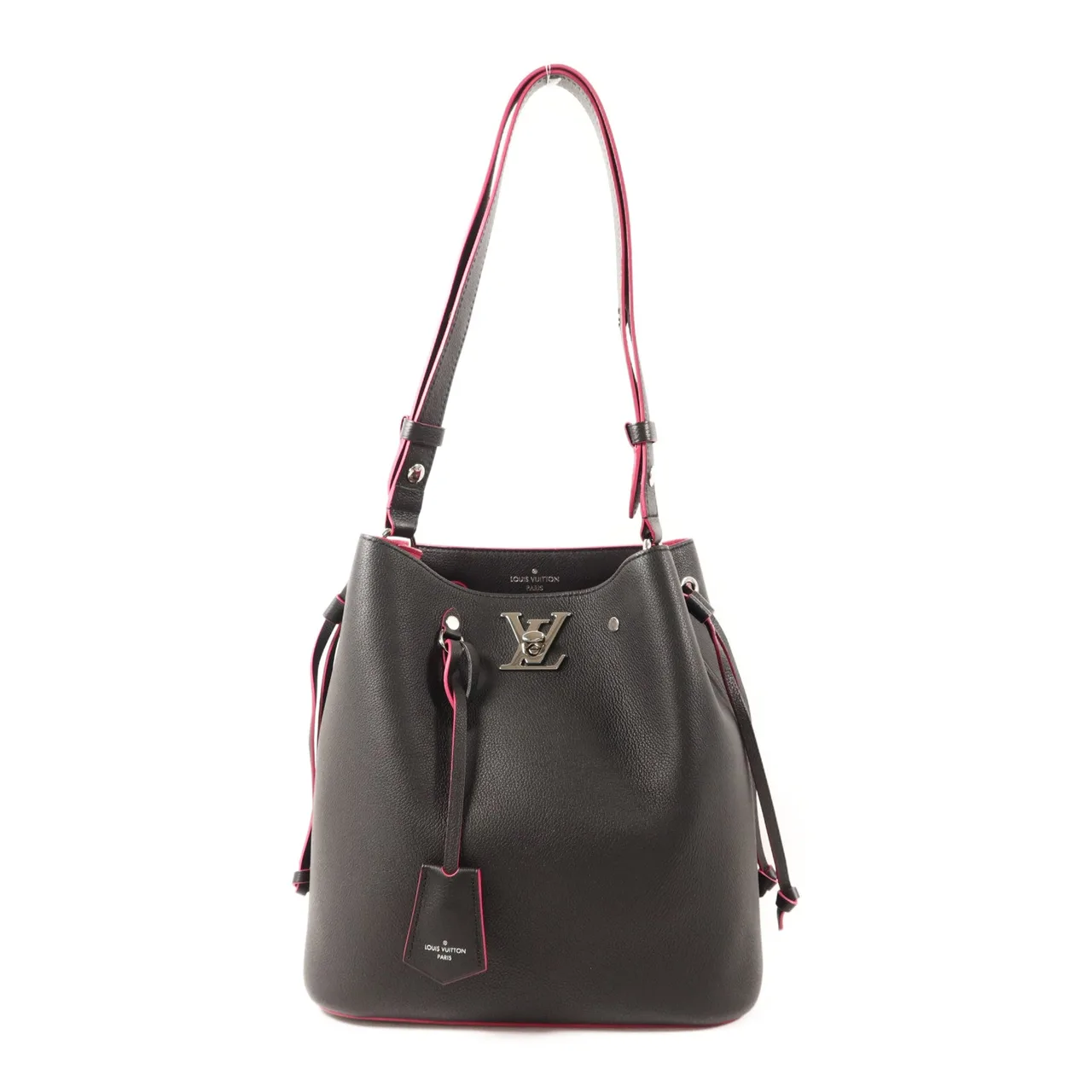LOUIS VUITTON Lock Me M54677 Shoulder Bag Calfskin 黑色 / 粉色 / Black/Pink