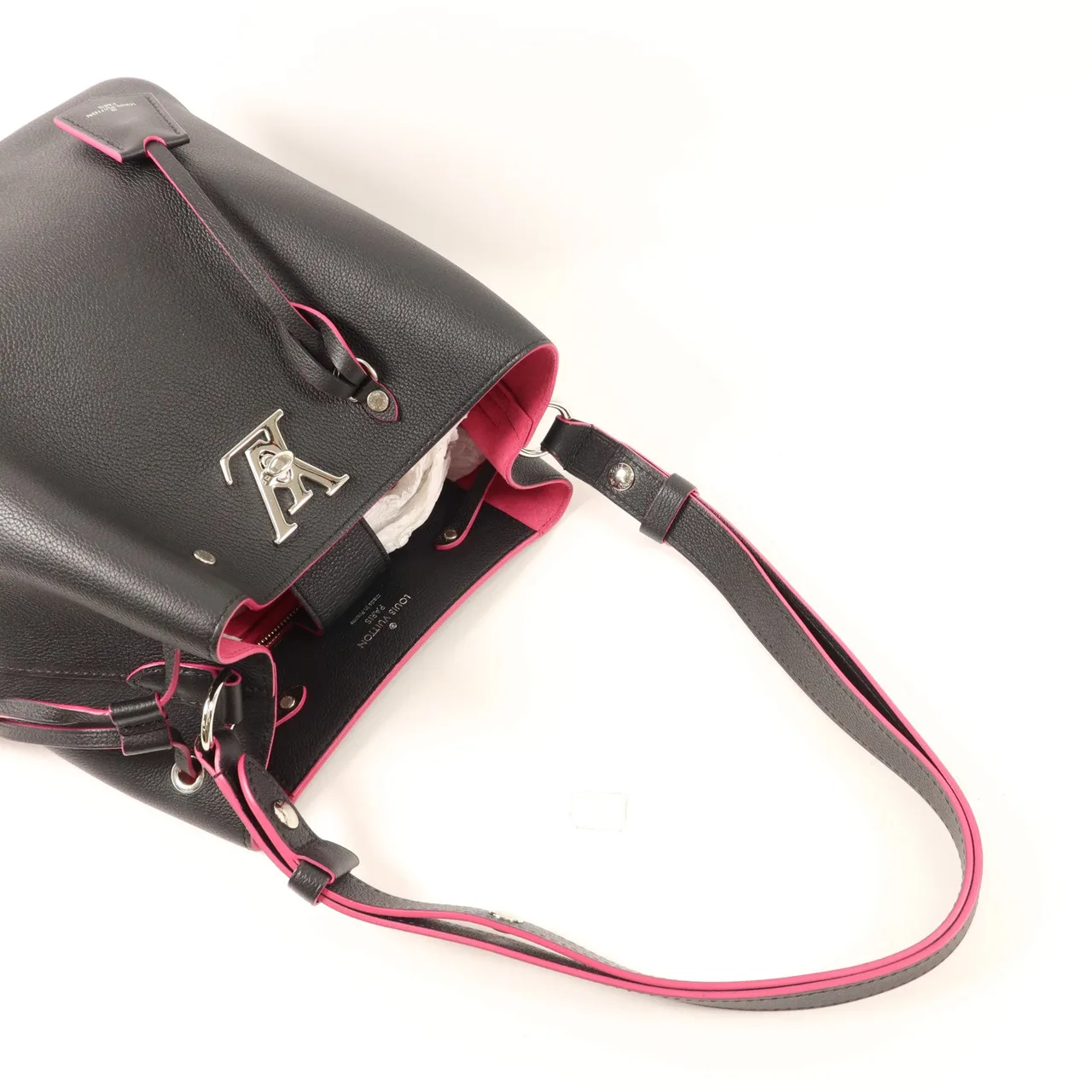 LOUIS VUITTON Lock Me M54677 Shoulder Bag Calfskin 黑色 / 粉色 / Black/Pink Calfskin Rank A - Thumbnail 8