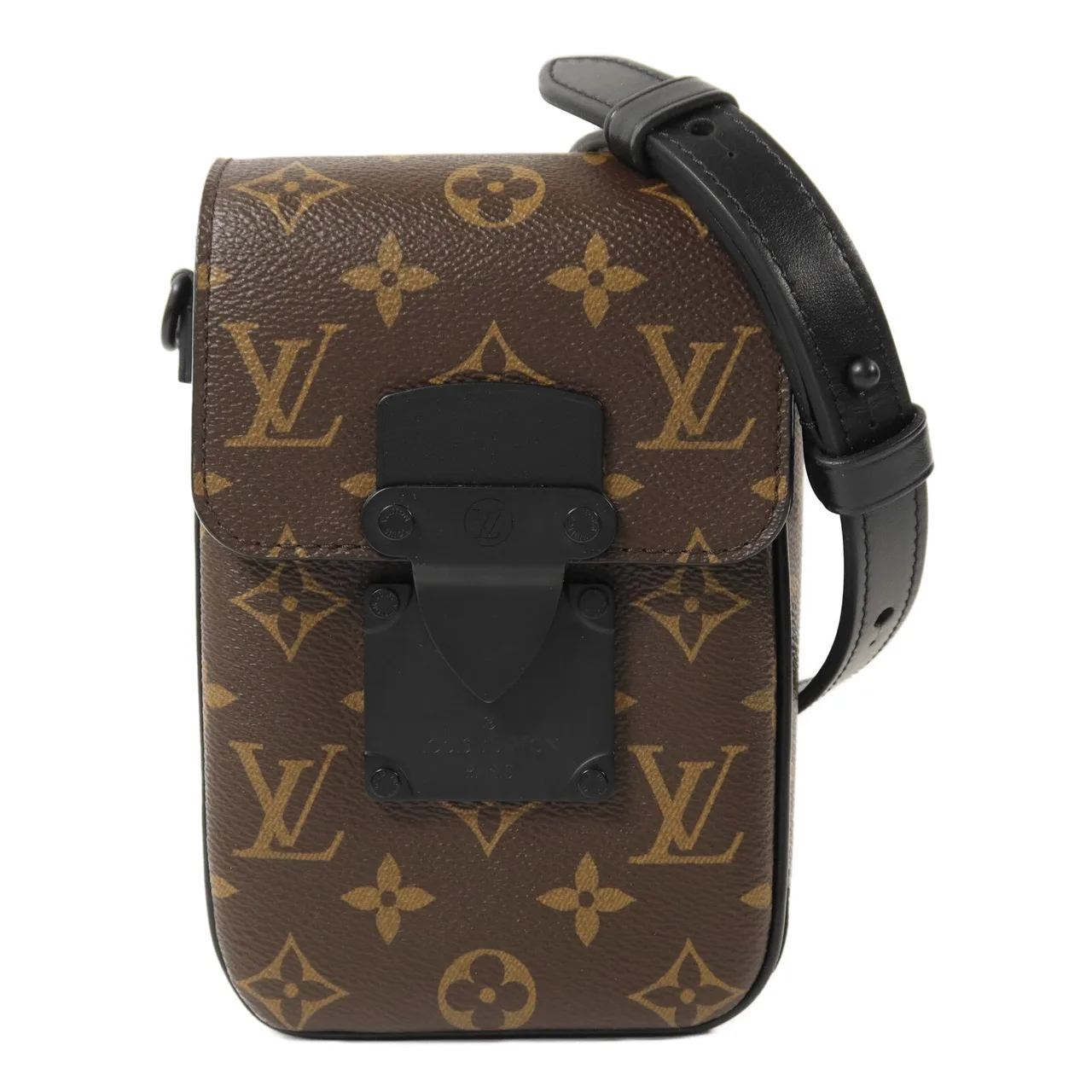 LOUIS VUITTON S-Lock M81522 肩背包 塗層帆布 棕色 / 黑色 / Black/Brown