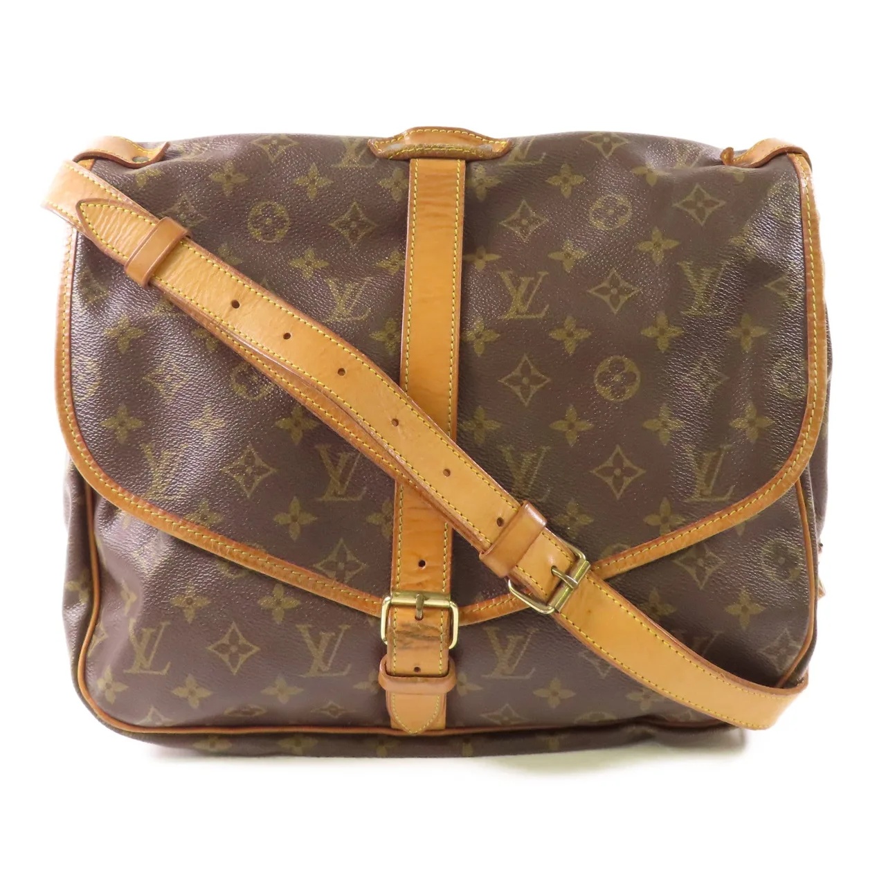 LOUIS VUITTON Saumur M42254 Shoulder Bag Coated Canvas 棕色 / Brown