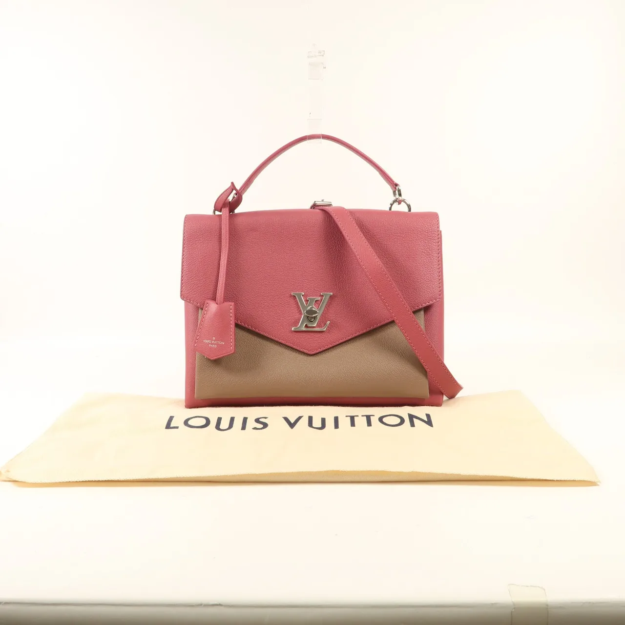 LOUIS VUITTON Lock Me M54997 兩用包 牛皮 粉色 / 米色 / Pink/Beige 牛皮 中古品A - 縮圖 14