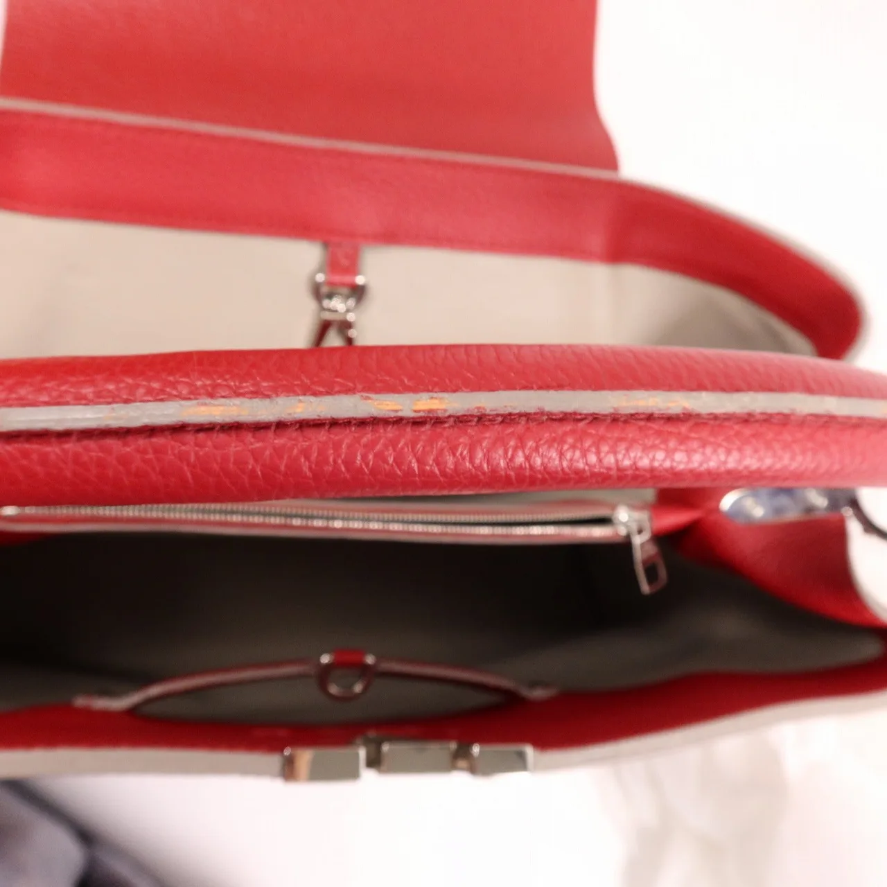 LOUIS VUITTON Capucines M48871 肩背包 牛皮 紅色 / Red 牛皮 中古品B - 縮圖 8