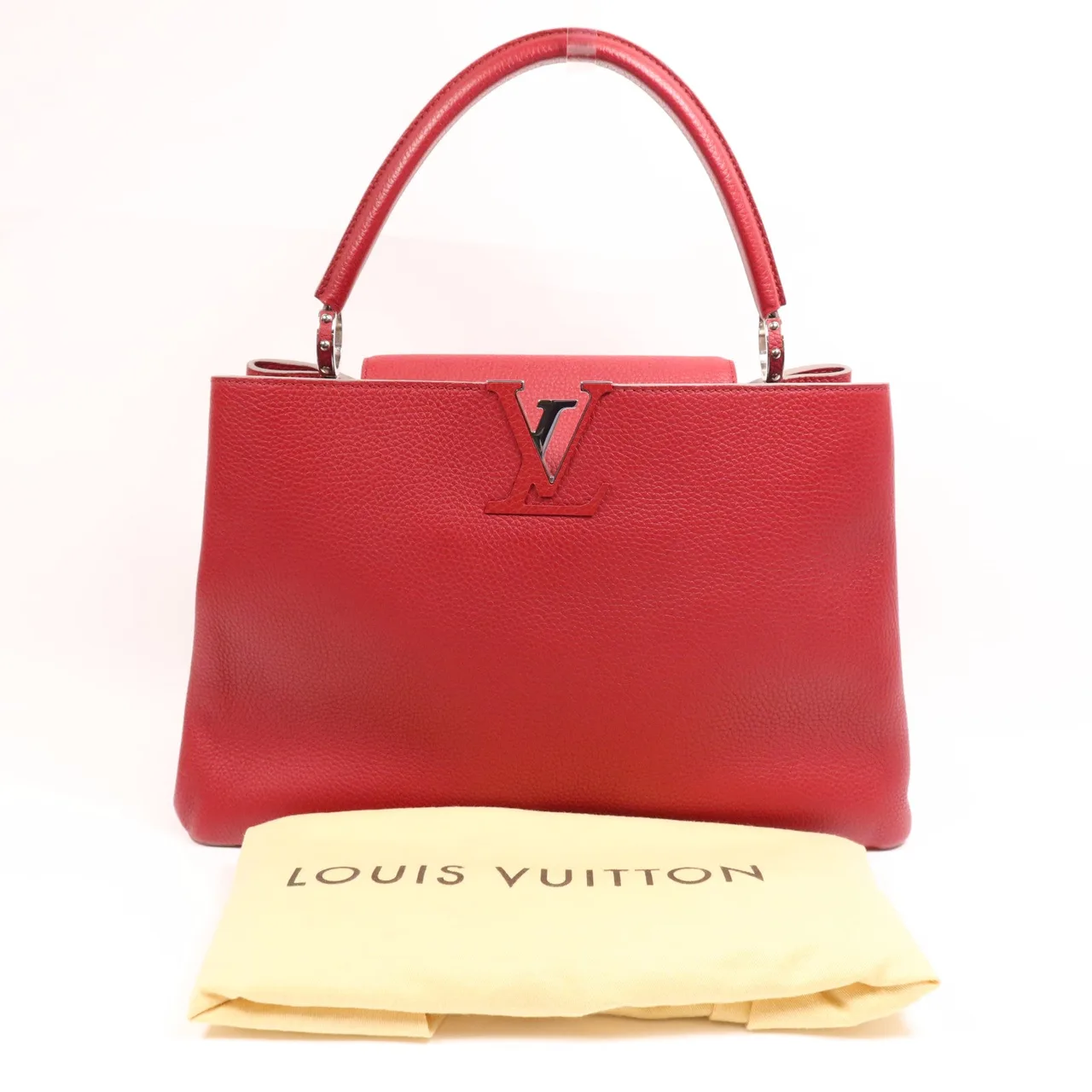 LOUIS VUITTON Capucines M48871 肩背包 牛皮 紅色 / Red 牛皮 中古品B - 縮圖 10